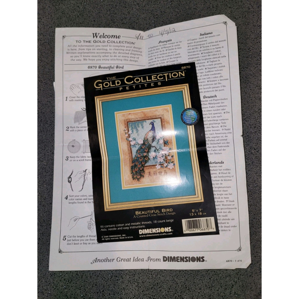 Dimensions Gold Petites Cross Stitch CHART ONLY Beautiful Bird Peacock 5"x7”